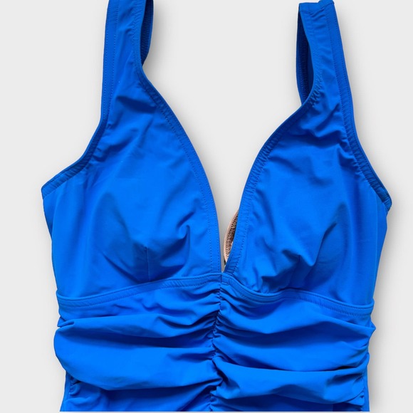 Elegant Blue Women's One Piece Swimsuit - Picture 2 of 10